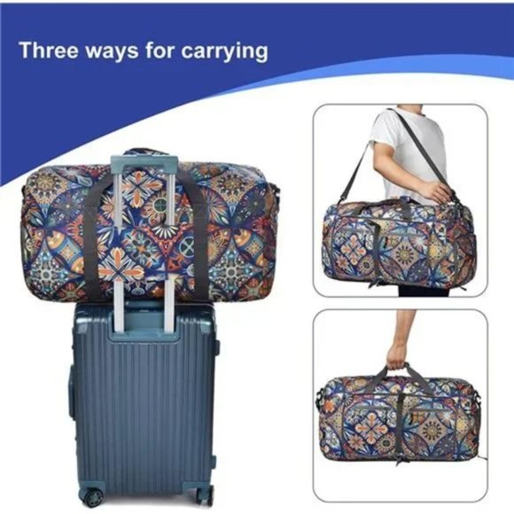 NEW TRAVEL bag water resistant duffle bag Z bohemian flower Duffel Bag - Picture 4 of 6